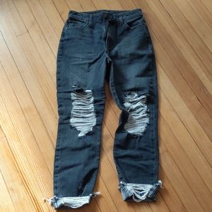 Fashion Nova Ripped Black Denim Size 3